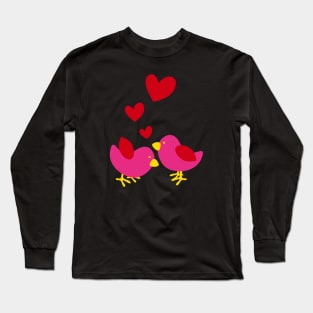 Lovebirds with Hearts Long Sleeve T-Shirt
